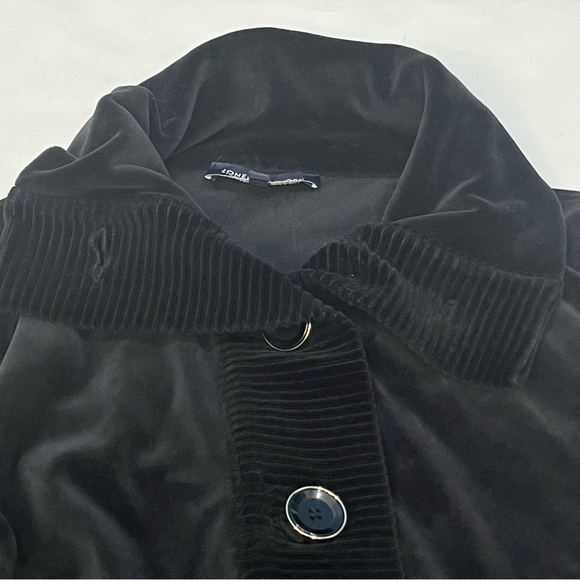 Jones New York Black Velvet Velour Large Button Tracksuit Women Size Medium - Picture 5 of 16